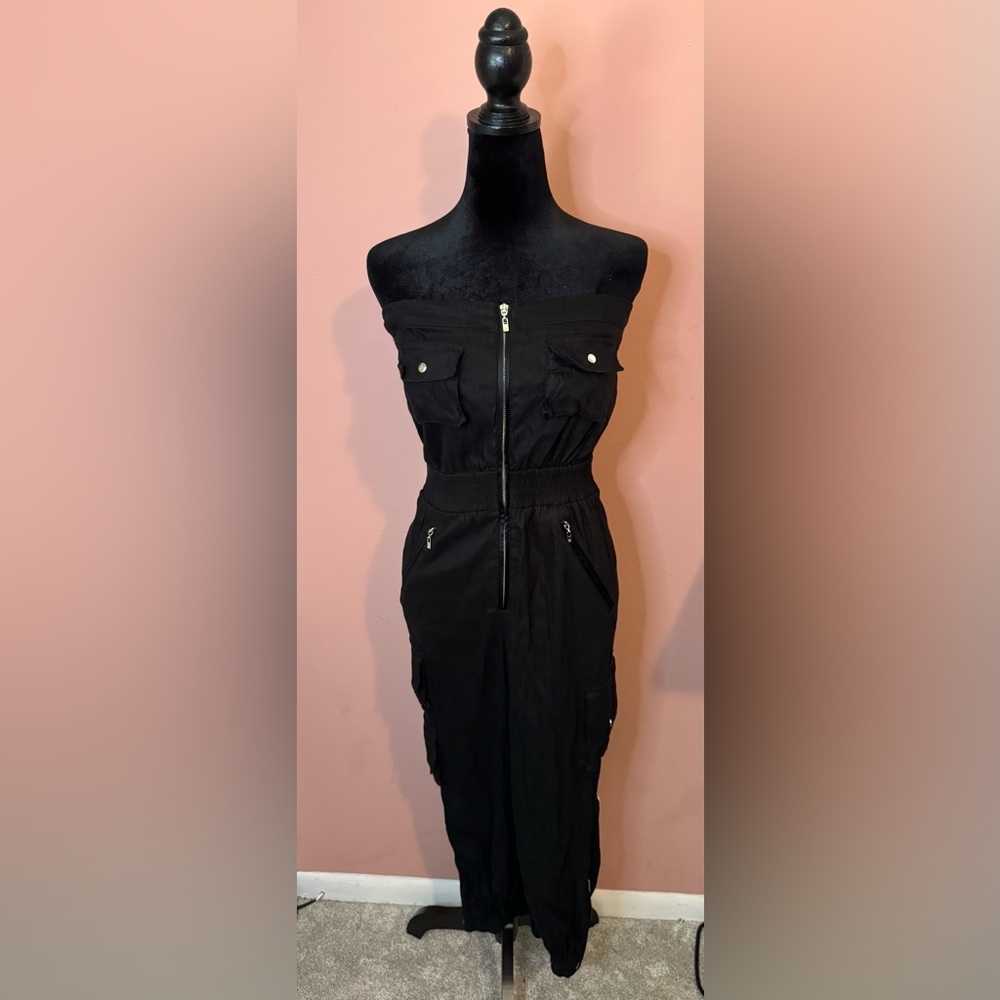 Bebe Black Strapless jumpsuit
